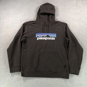 Patagonia Hoodie Mens Medium Brown P-6 Logo Uprisal Graphic Pullover Sweatshirt